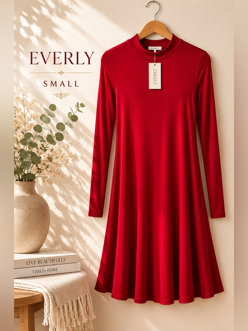 Everly "I Am Feeling It" Tango Red Swing Dress Small NWT